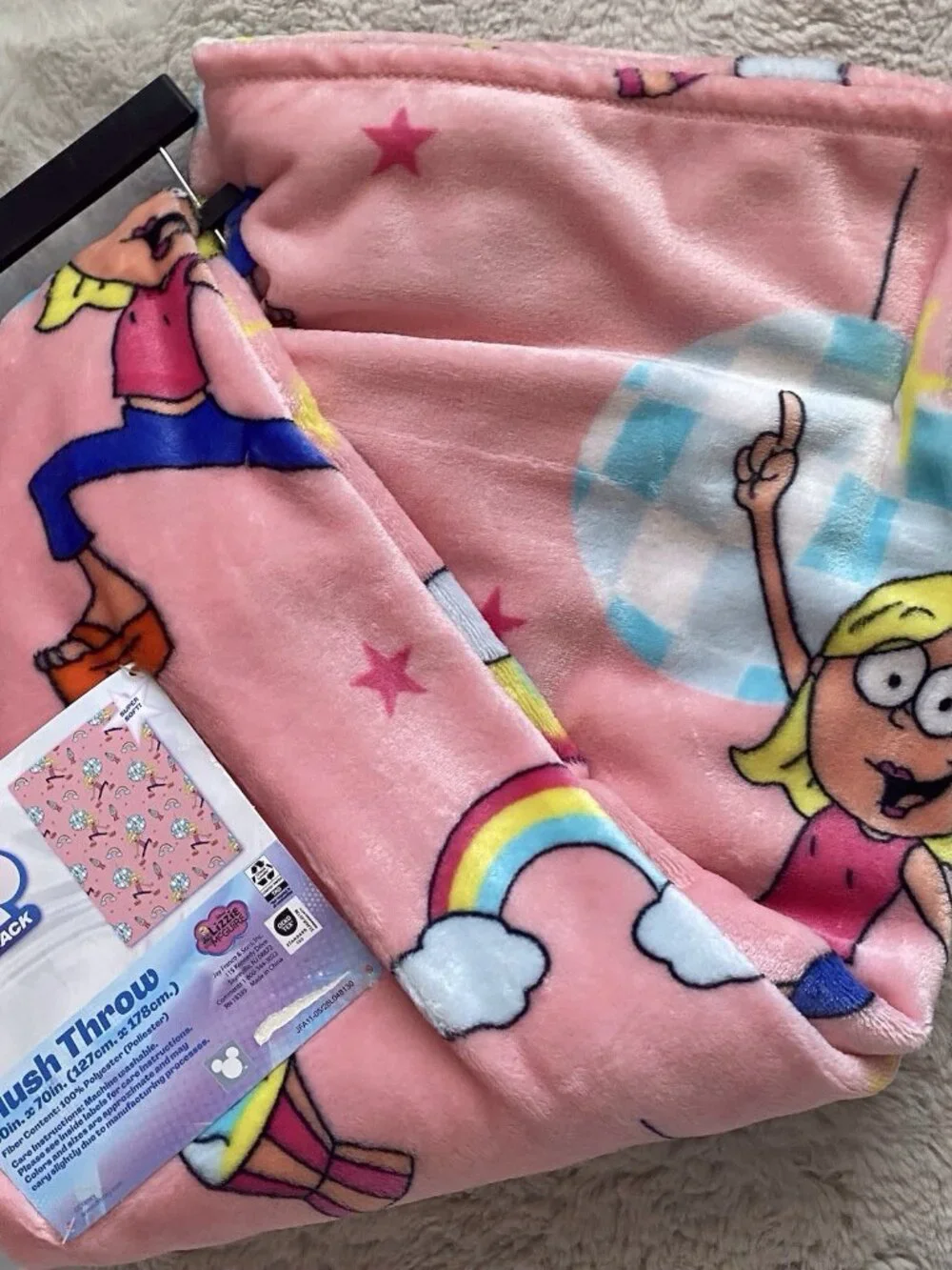 Disney Throwback Lizzie McGuire Disco Ball Pink Soft Throw Blanket 50” X 70” NEW